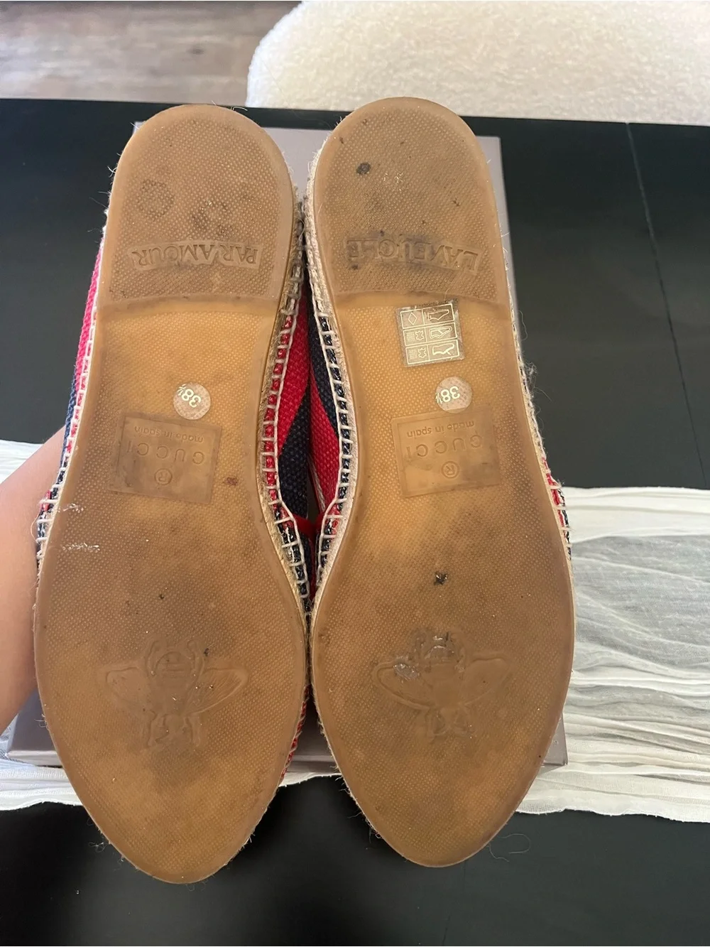 Gucci Red, Blue & White Canvas Logo Espadrille Slip-Ons - Picture 9 of 11